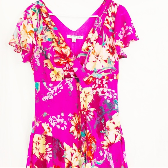 Madison Leigh Pink Floral Maxi Flow Dress Size 14 - Picture 3 of 9